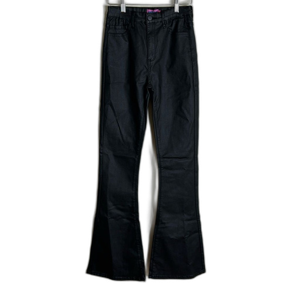 Edikted Luna Faux Leather Flare Jeans size medium ladies cool retro - Picture 2 of 14